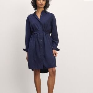 Everlane The Must Have Shirtdress in Buttery Black W Belt Size 10 Lagenlook NWT